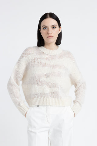 Merino wool, alpaca and Lurex crew neck sweater  