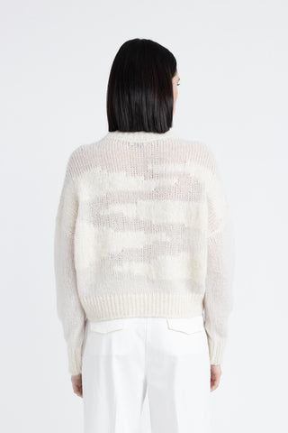 Merino wool, alpaca and Lurex crew neck sweater  