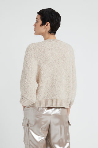 Alpaca wool, cashmere, silk and Lurex bouclé sweater  