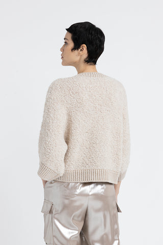 Alpaca wool, cashmere, silk and Lurex bouclé sweater  