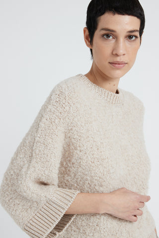 Alpaca wool, cashmere, silk and Lurex bouclé sweater  