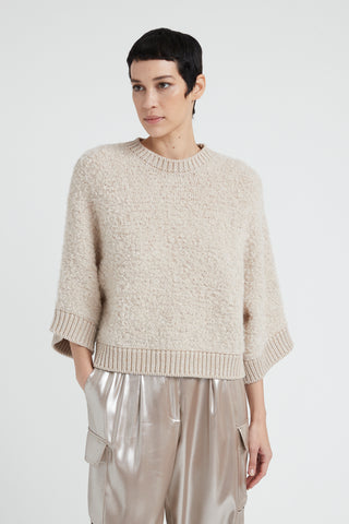 Alpaca wool, cashmere, silk and Lurex bouclé sweater  