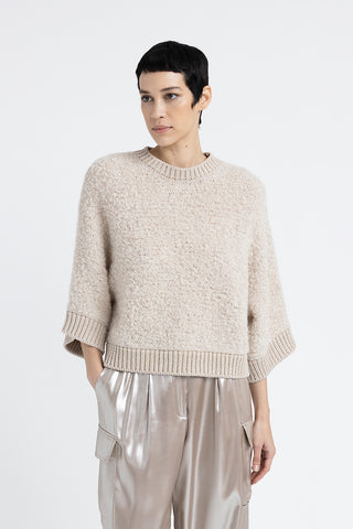 Alpaca wool, cashmere, silk and Lurex bouclé sweater  