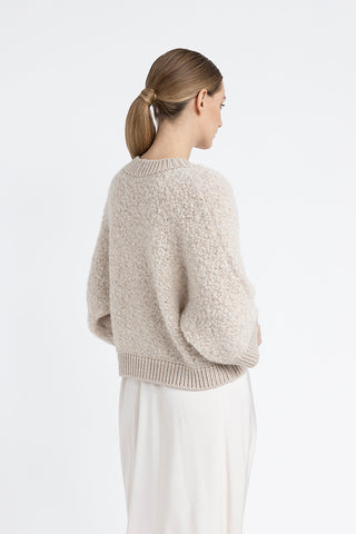 Alpaca wool, cashmere, silk and Lurex bouclé cardigan  