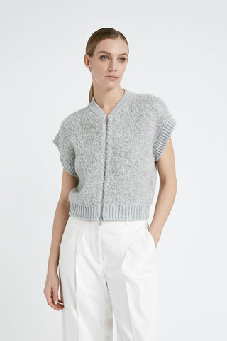 Alpaca wool, cashmere, silk and Lurex bouclé zip-up waistcoat  