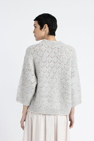 Alpaca blend, sequin and Lurex lace pattern sweater  