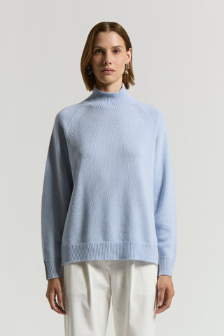 Polo-neck jumper in wool, silk and cashmere