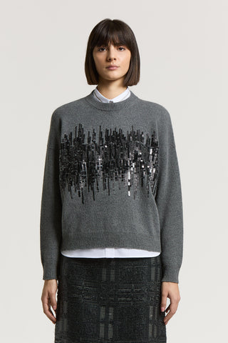 Wool and alpaca sweater with sequins