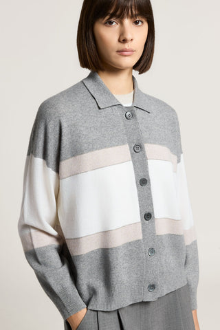 Wool, silk, cashmere and lurex cardigan