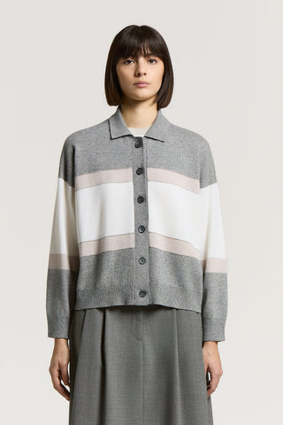 Cardigan in lana, seta, cashmere e lurex