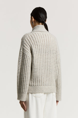 Bomber in filato d'alpaca, lana e mohair