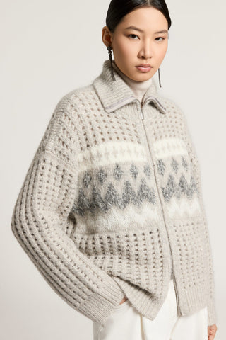 Alpaca, wool and mohair yarn bomber jacket