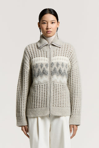 Bomber in filato d'alpaca, lana e mohair