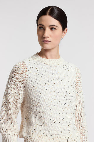 Maglia tricot in cotone con paxi pailletes