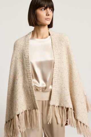 Alpaca and wool cape with sequins