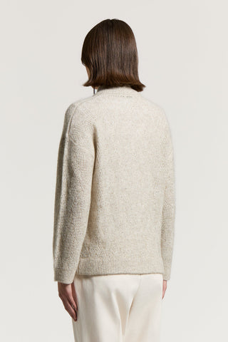 Maglia con zip bouclé con micro paillettes