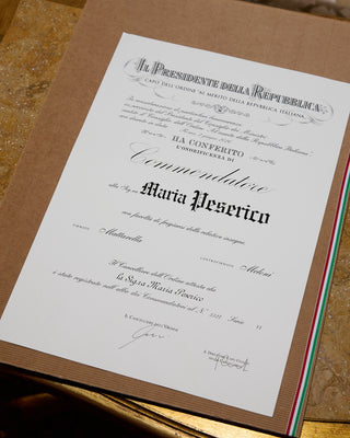 Maria Peserico is awarded the Order of Merit of the Italian Republic