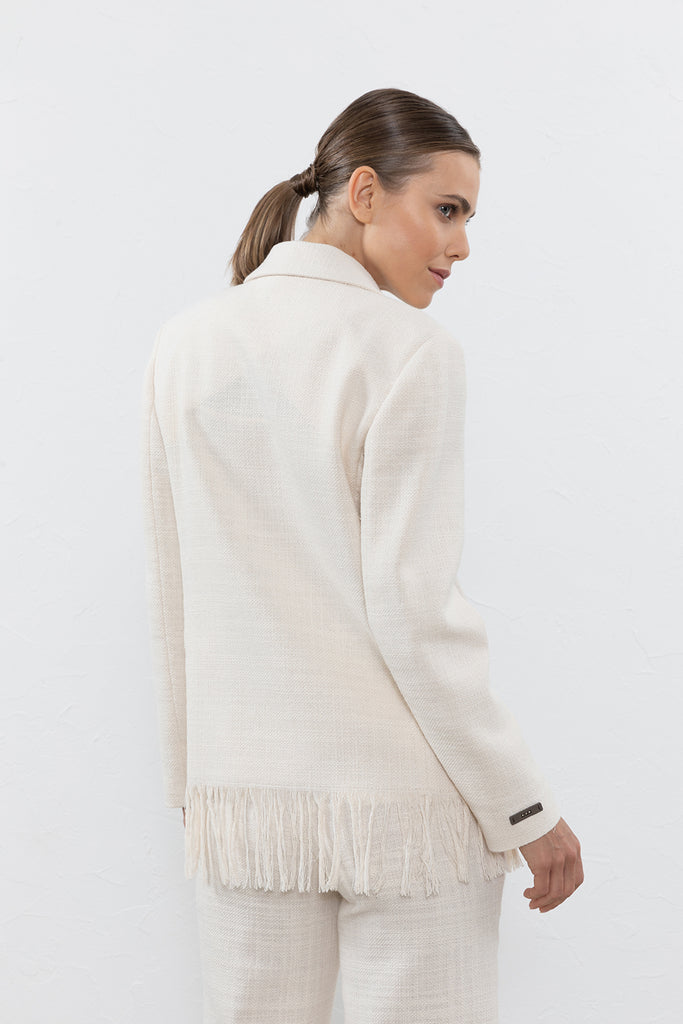 Raw linen double-breasted blazer  