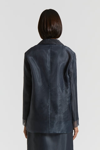 Single-breasted blazer in silk, cotton and organza