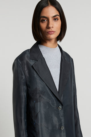 Single-breasted blazer in silk, cotton and organza