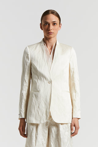 Single-breasted blazer in linen crushed satin