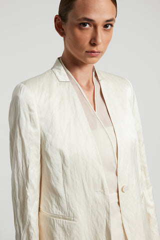 Single-breasted blazer in linen crushed satin