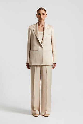 Single-breasted blazer in fluid viscose and linen twill