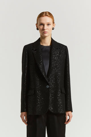Micro-sequinned wool blazer