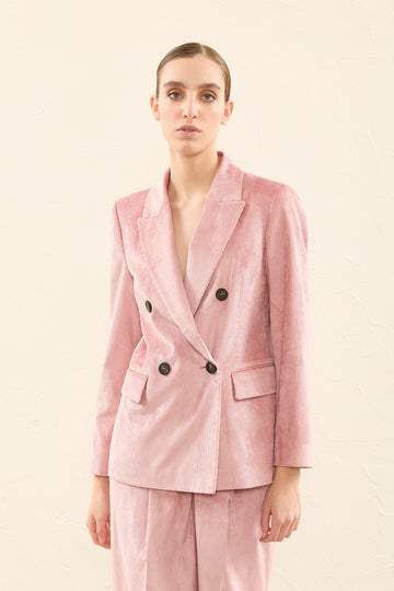 Double-breasted viscose needlecord blazer  