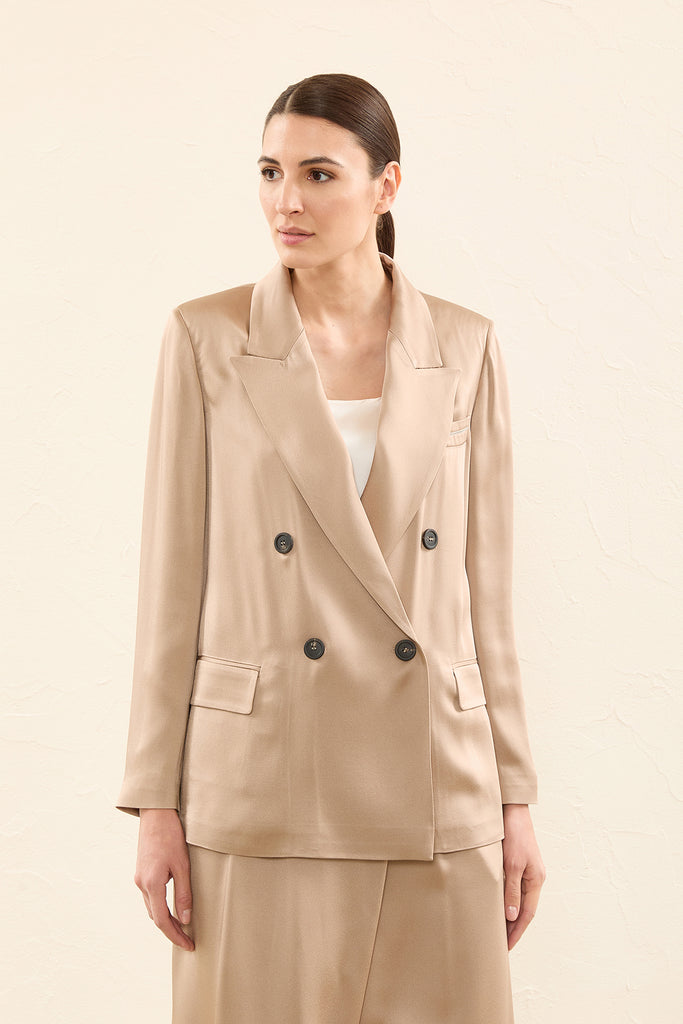 Enver satin cady double-breasted blazer  
