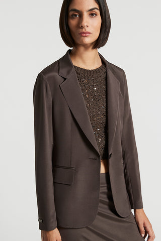 Single-breasted blazer in crepe de chine