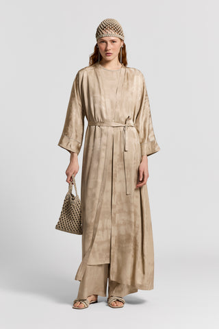 Pantalone in fluida viscosa jacquard