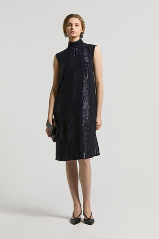 Sequinned pinstripe mini dress