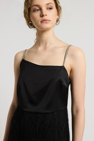 Fil coupé and viscose satin dress