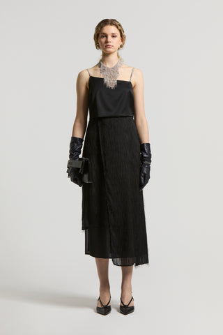 Fil coupé and viscose satin dress
