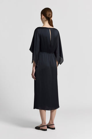 Fluid crepon satin dress