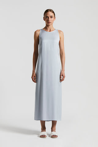 Viscose long dress with back neckline