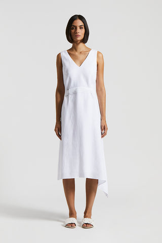 Asymmetrical midi dress in light linen