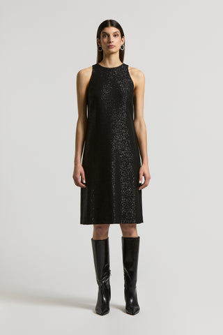 Micro-sequinned wool mini dress