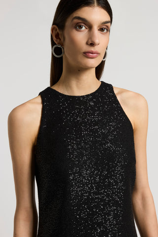Micro-sequinned wool mini dress