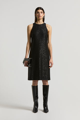 Micro-sequinned wool mini dress