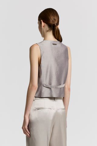 Viscose and linen satin vest