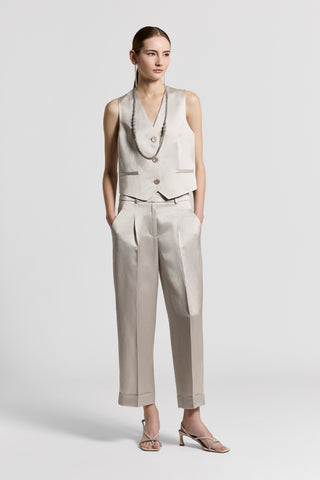 Gilet in raso di viscosa e lino