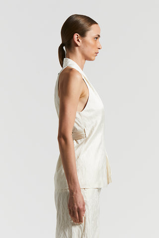 Linen cotton crushed satin waistcoat