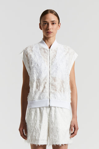 Fil coupé organza bimaterial bomber jacket