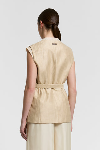 Linen drill and organza vest