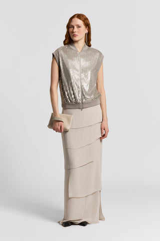 Sequin and cotton tulle vest