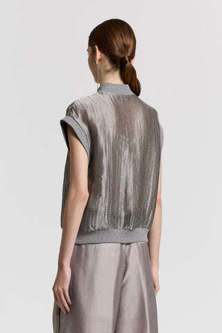 Linen metallic tubular mesh vest