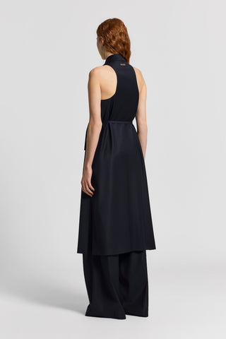 Shiny viscose wool twill vest