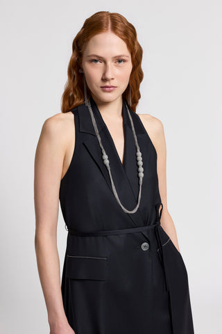 Shiny viscose wool twill vest
